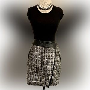 Black & White with Faux Leather Trim Mini Skirt